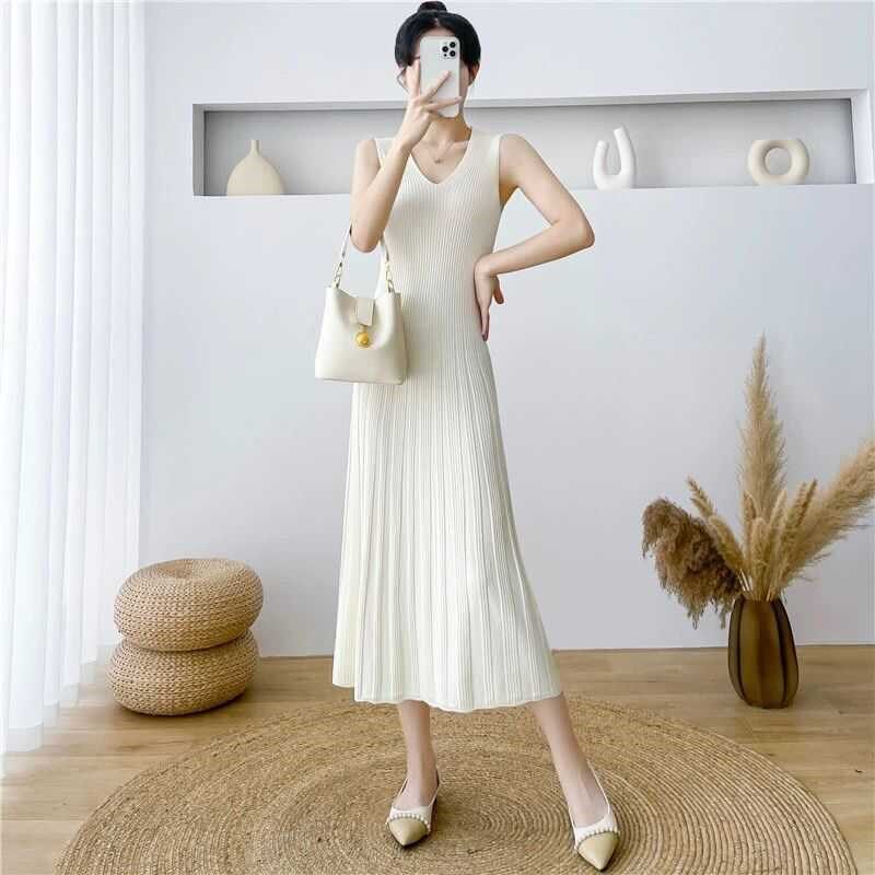 小个子内搭背心针织连衣裙女夏季中长款气质百搭显瘦打底吊带裙子