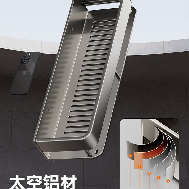 卫生间置物架打孔式安装厕所洗漱台墙上收纳洗手S间壁挂浴室强承