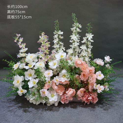 森系花艺婚庆婚礼装饰地排角花挂花盆F花绢花路引花球交车仪式布