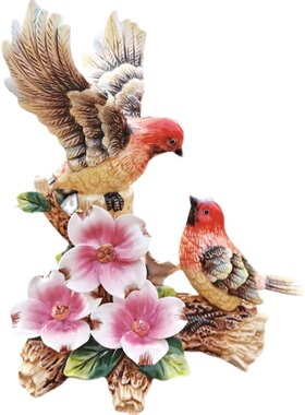 陶瓷欧式大号红鸟摆件装饰品家居玄关M可爱情侣客厅桌面动物