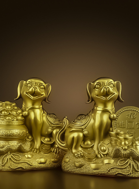 铜狗摆件纯铜西北缺角生肖狗w补角生肖狗家居客厅装饰金属狗工艺