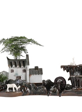 陶瓷古法养鱼缸j流水配件自动循环过滤鱼盆鱼缸造景庭院装饰品摆