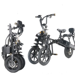 倒三轮电动车代步车亲子便携式接送小G孩不倒翁电动自行车折叠拉