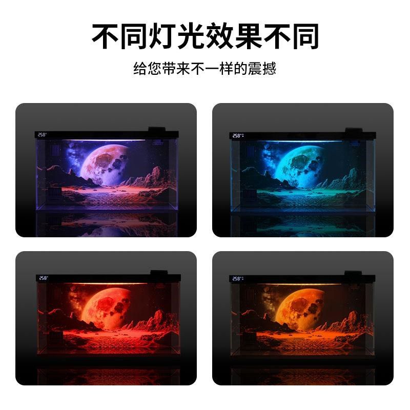 适配当贝智能鱼缸背景板画贴v纸造景风景装饰专用改装内置配件壁