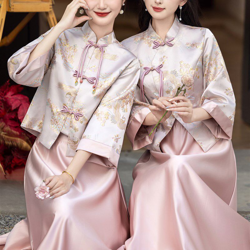 新中式伴娘服2025新款高级感胖mm大码平时可穿绝美改良旗袍礼服裙