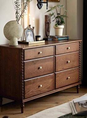 赫六法斗本柜式AWI斗柜木复古实床尾柜复古风卧室储物收纳柜妆台