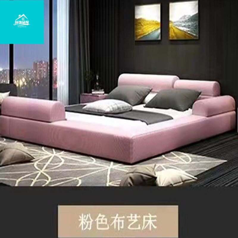 加大床双人床榻榻米现代布艺床主卧加宽1.5/2.0简约婚软包床新款