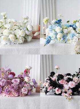 漫仿花OQB艺长桌花假花装饰网红浪桌花店餐真厅布置活酒动仪式花