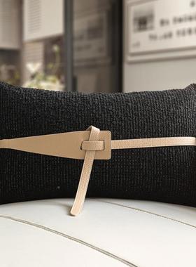 现简约样板间装ZNX饰腰枕黑代色腰靠垫宿设计款靠枕酒店师民软装