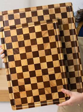 厂家现橡货盘格胶木碳化实木砧菜板切肉砍骨加厚板A1010100方形立