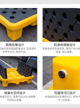 托江西防渗漏盘叉车危废液体槽盛漏方盘托塑料底FKB储油桶托盘