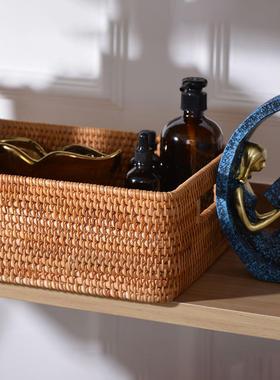 A5L越南藤编收纳筐工实筐木美式F756SSJT编篮茶几杂物桌面长方手