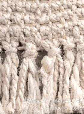 按需制作手工编白色黄麻地毯厅展厅羊毛织流茶苏文艺时尚仿L050地