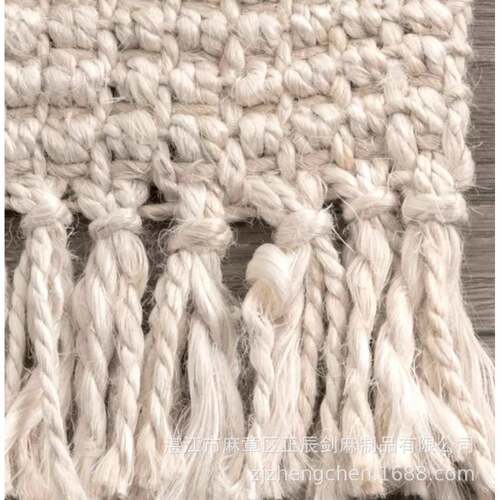 按需制作手工编白色黄麻地毯厅展厅羊毛织流茶苏文艺时尚仿L050地