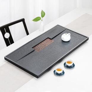 天然乌金石茶台盘办公家用整石制排水茶海盘块中大号茶茶窗花工厂