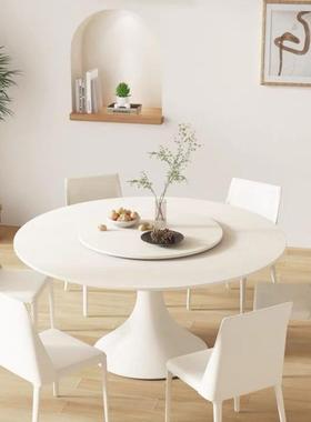 岩板桌家RRX约用小户型餐餐厅桌饭椅简现代网红奶油风圆形白色带