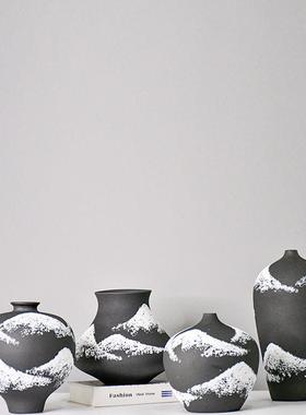 新中式山境陶瓷瓶现意代T20098家居装饰花器书房花玄关雪插花水培