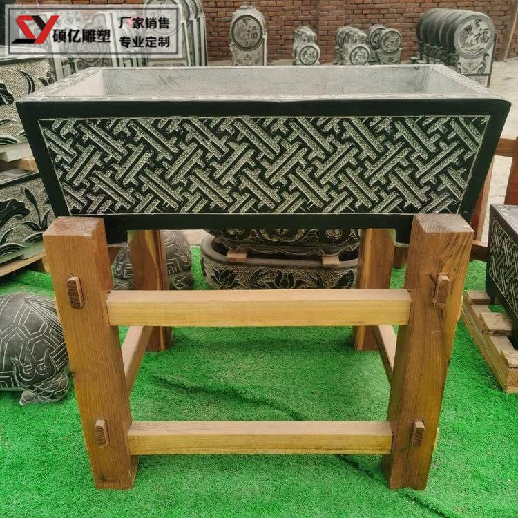 仿古青石石雕庭院水缸