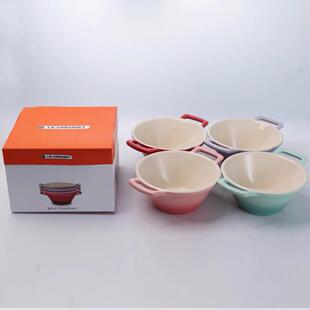 法国酷彩拉面家用防烫瓷陶面泡碗7寸双耳汤碗碗水果沙KEF拉碗