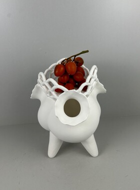简约现代小众陶瓷花瓶磨砂白