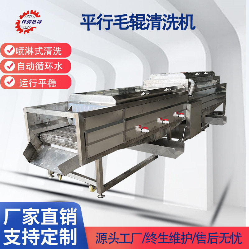 葛根去泥毛辊清洗机 连续式平行毛辊清洗线 辣菜疙瘩清洗设备