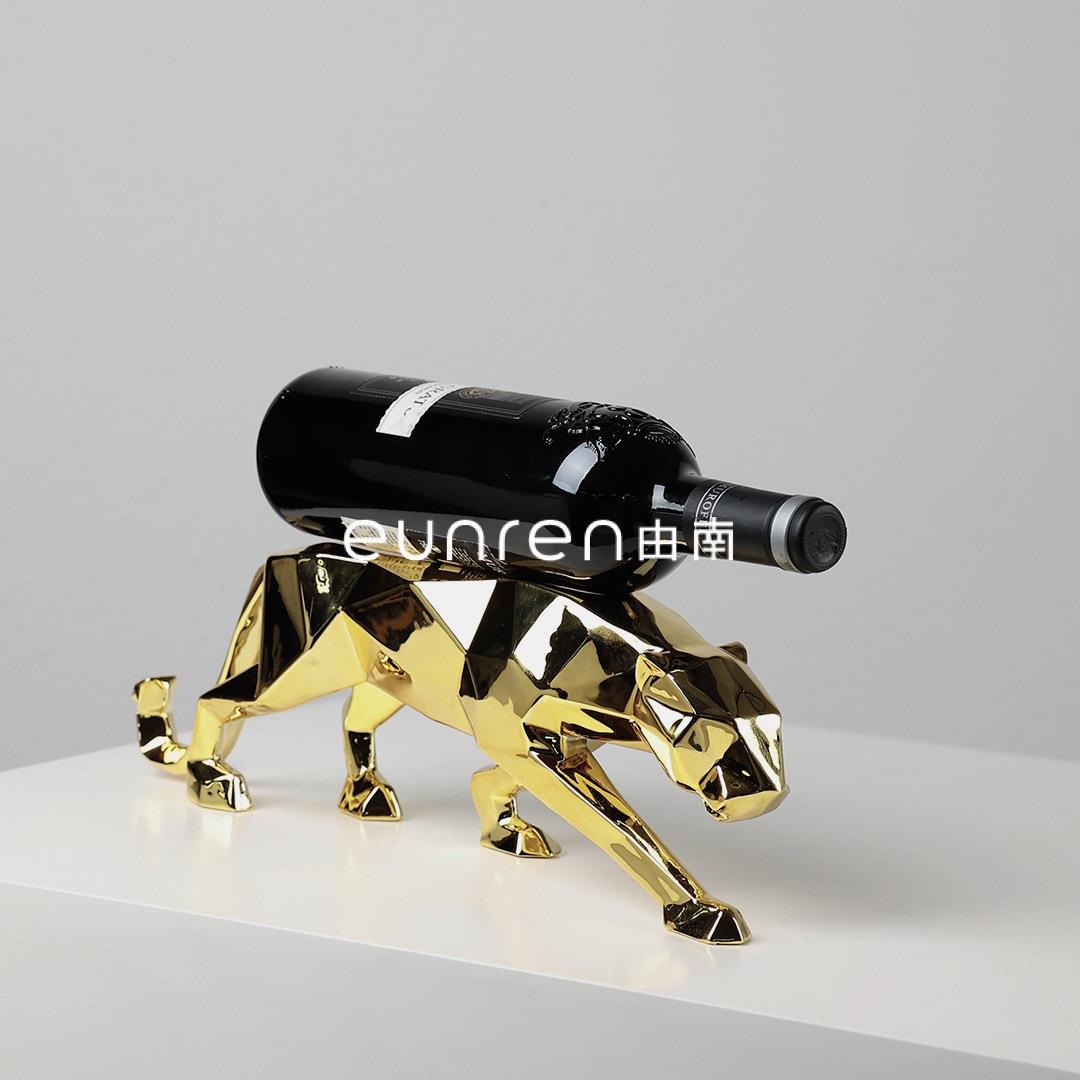 由南创猎简约几何切面豹家红酒ZLS架摆件居客厅酒柜摆设工艺意装