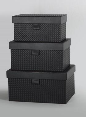 板房衣帽间收编织纹皮样无品牌/质纳盒子简约轻奢纳箱软装家居收