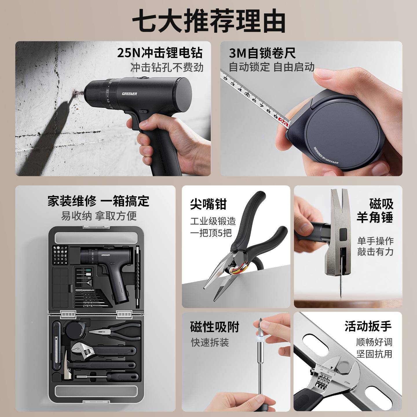 绿林电钻BOX用修工具箱能庭665工大全家维五金多功家能全套工具组