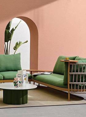 户外别MTSF-092墅庭院单人沙发组酒设计藤师合藤编桌椅室外露店天