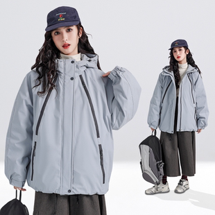 女大童冲锋衣2025款新款冬装初中生少女夹棉加厚休闲棉衣保暖外套