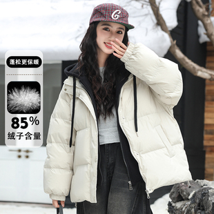 女大童短款羽绒服冬季2025新款初中生少女假两件加厚保暖冬装外套