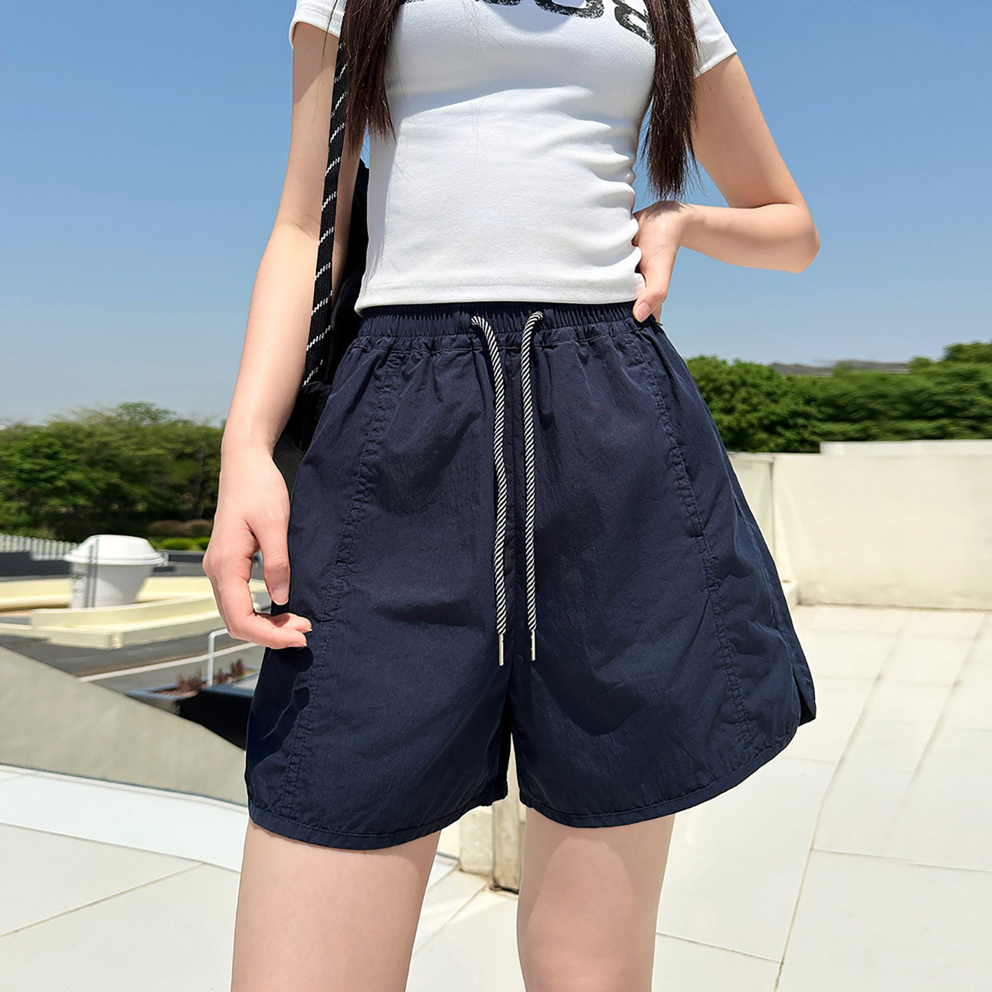 女大童夏季五分裤2026新款初高中生宽松休闲夏装短裤藏肉显瘦中裤图片