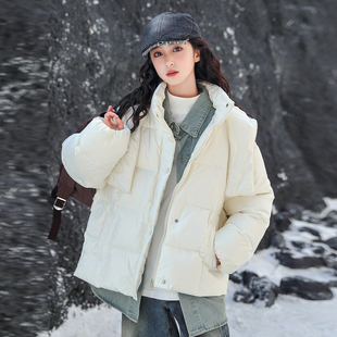 女大童羽绒服冬季2026新款冬款初高中生休闲款松保暖冬装连帽外套