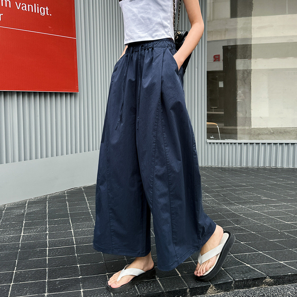 女大童夏季薄款阔腿九分裤图片