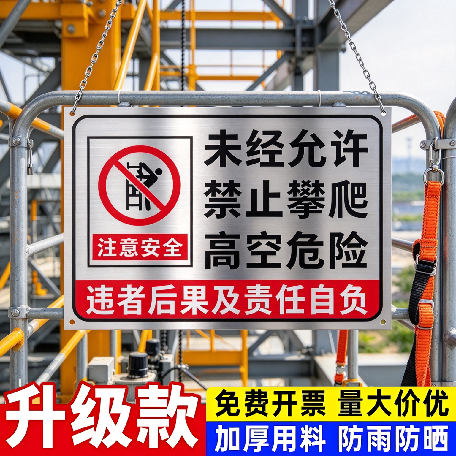 【管用十年】严禁攀爬警示不锈钢