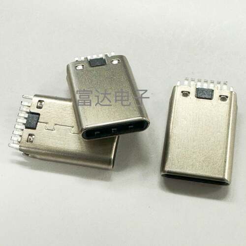 TYPE-C公头14Pin夹板0.8带K脚 盲插11.5mm铆合壳带接地脚14P公座