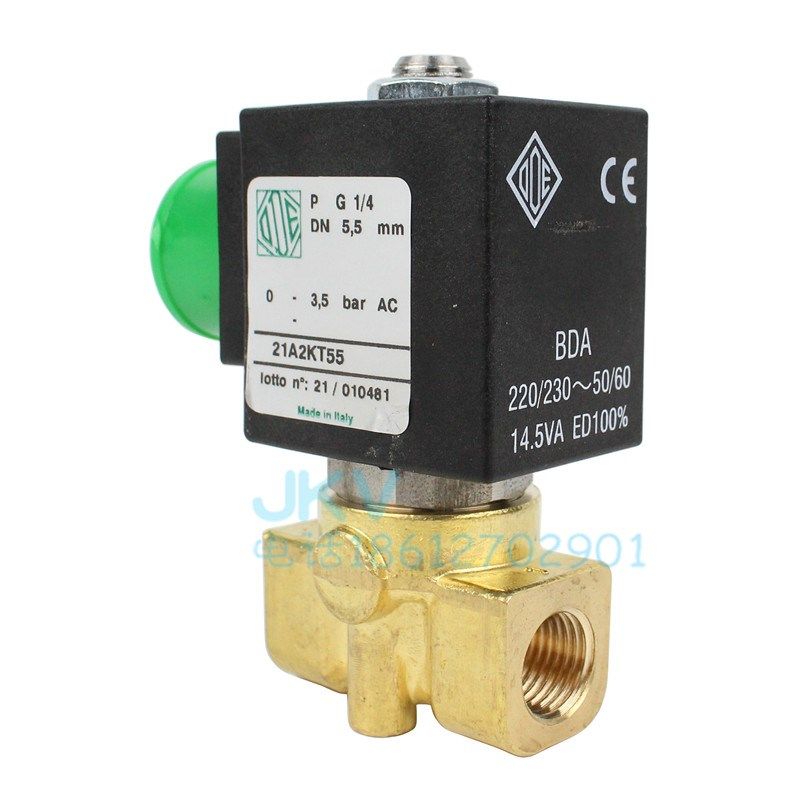 意大利ODE电磁阀21A2KT55黄铜丝扣开关阀门DN8螺纹1/4常闭型原装