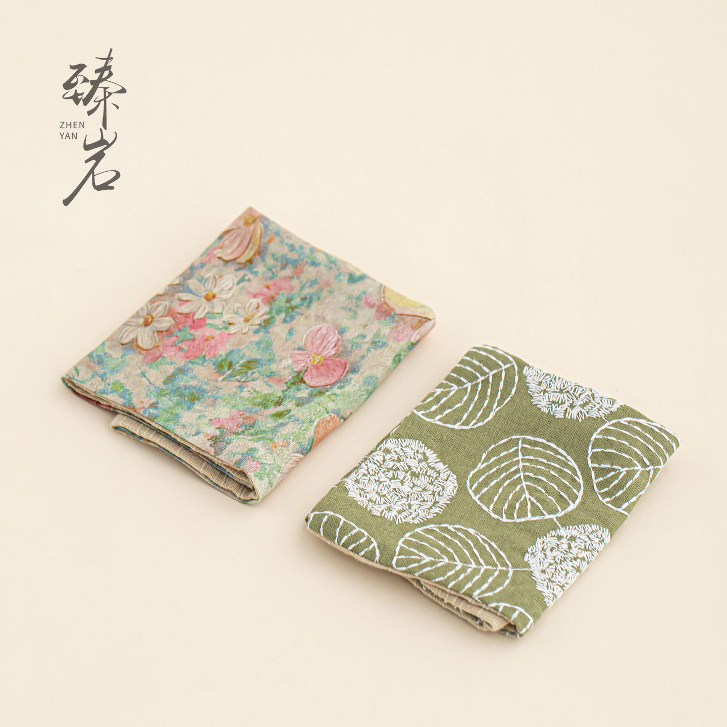 臻岩棉麻国风花卉吸水茶巾养壶巾图片