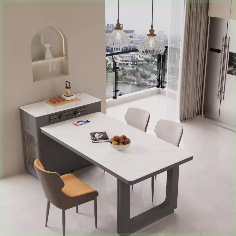 轻奢岩板岛台餐桌茶几小户型现代简约餐厅厨房可伸缩中岛台茶几