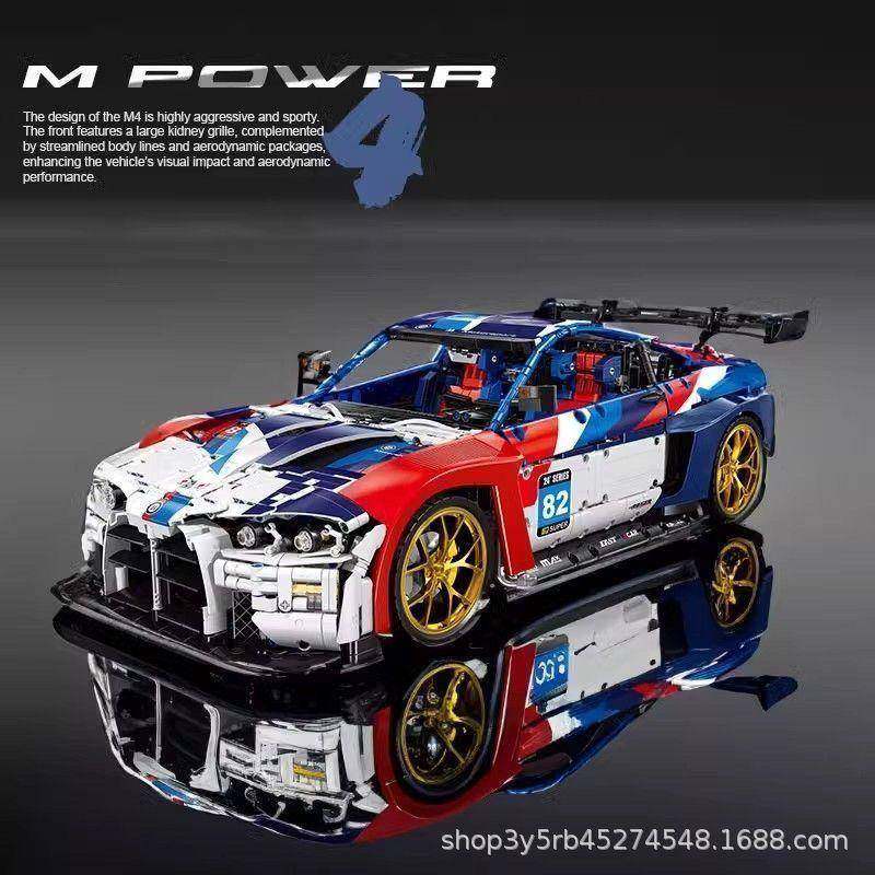 小角度JD040积木汽车1:8科技车宝马M4模型摆件赛车跑车拼装玩具