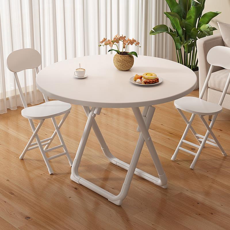 折叠桌子家用小户型吃饭小圆桌便携式阳台桌椅组合出租屋简易