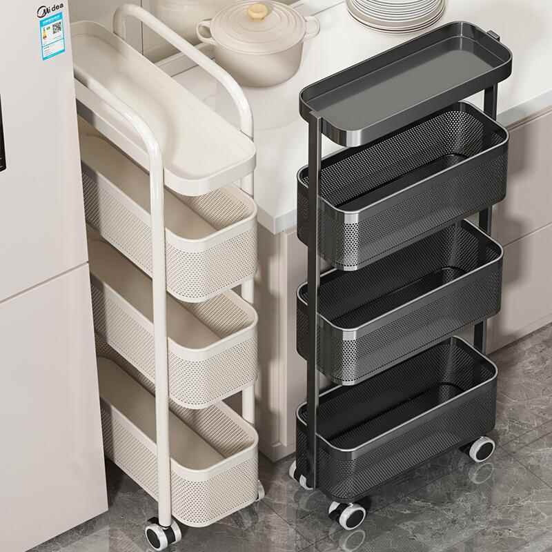 厨房置物架落地窄柜缝隙q家用卫生间浴室移动小推车侧夹缝收纳架