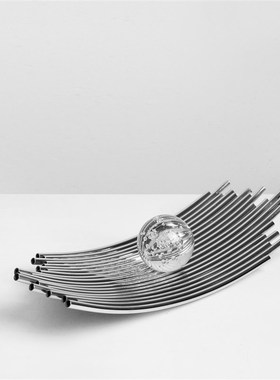 轻奢不规则艺术不锈钢托盘售楼处样板间客厅餐桌X收纳装饰摆件