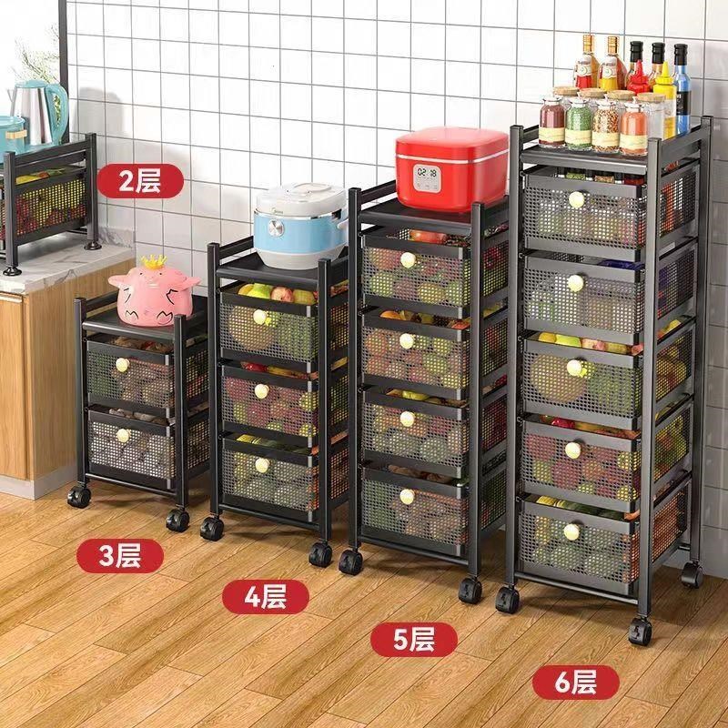 德国进口厨房置物架特厚抽拉式储物架万向轮可移动水果蔬菜抽屉式