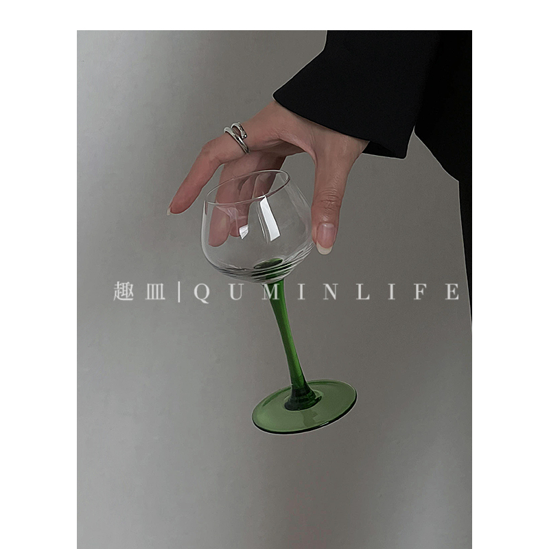 Qumin 碧玉妆成一树高 万条垂下绿丝绦小众酒杯香槟杯鸡尾酒杯