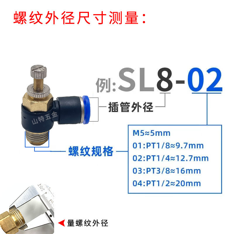 朝日气动SL节流阀调速阀SL4681012-M5M60134流量控制整包软管接头