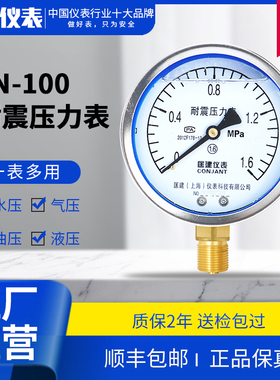 YN-100耐震压力表真空水压油压液压耐振抗震表1.6/2.5/16/2540mpa