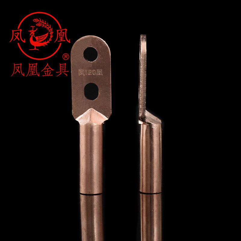 凤凰国标A级双孔铜接头DT-120MM2(SY)铜鼻子双眼铜接线端子线耳