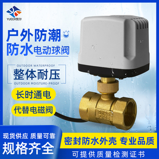防水电动球阀220V24二通丝扣铜水阀4分6分常开常闭阀门微型电动阀