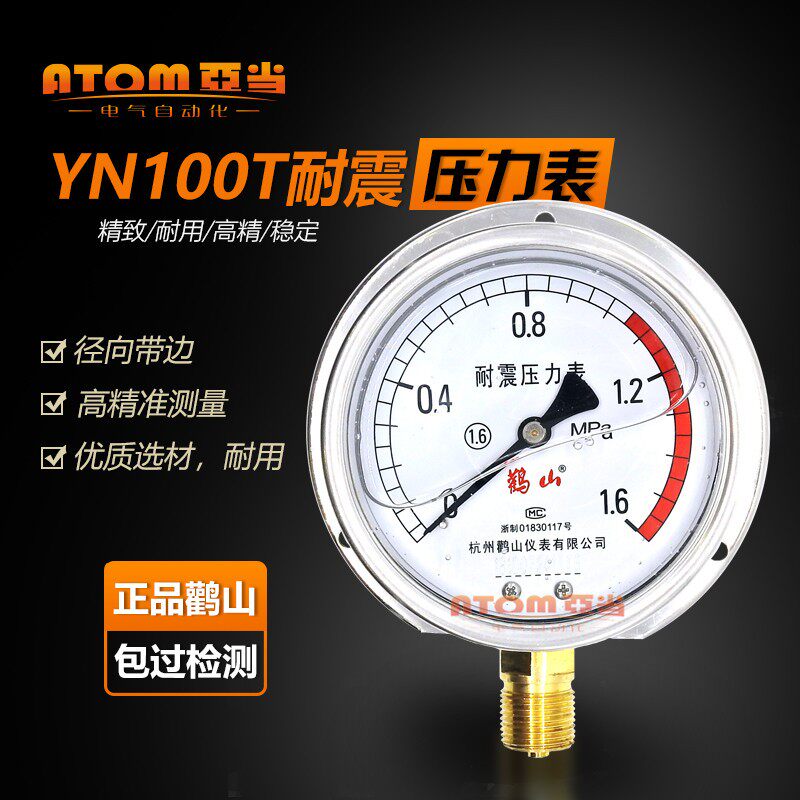 鹳山YN100T船用耐震压力表径向带边夜光yn60t抗震船用表1mpa鹤山